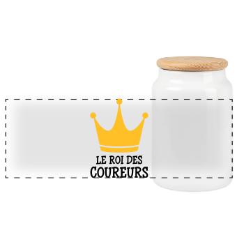 Running / Jogging / Run / Trail / Sport - Panoramic Cookie Jar with Wooden Lid - white - Front