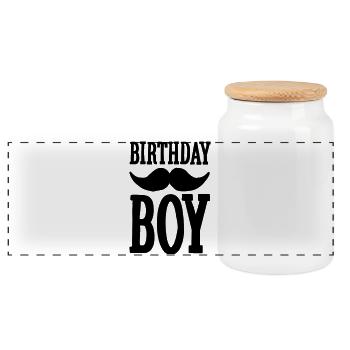Birthday Boy Hipster - Panorama Keksdose mit Holzdeckel - Weiß - Vorne