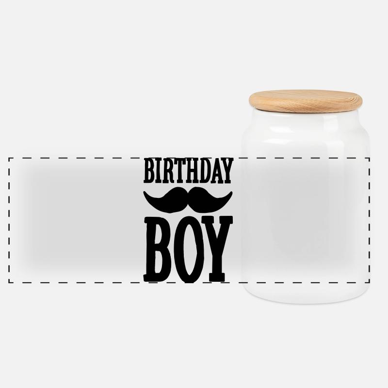 Birthday Boy Hipster - Panorama Keksdose mit Holzdeckel - Weiß