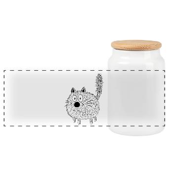 Witzige Katze - Katzen - Kitten - Kater - Kätzchen - Panorama Keksdose mit Holzdeckel - Weiß - Vorne
