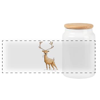 Deer deer hunting hunter gift - Panoramic Cookie Jar with Wooden Lid - white - Front