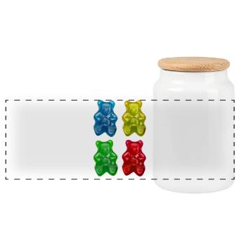 Gummy bears - Fruity candy children - Panoramic Cookie Jar with Wooden Lid - white - Front