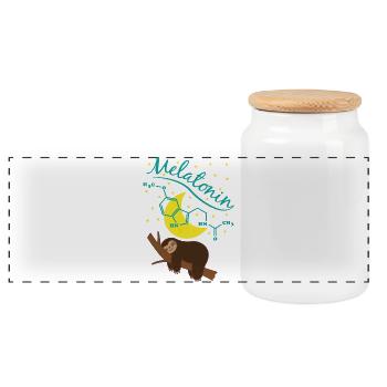 Paresseux doux avec formule de mélatonine - Boîte à biscuits avec couvercle en bois - blanc - Devant