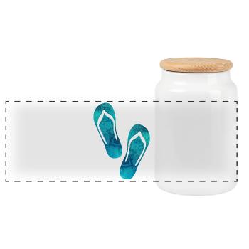 Badelatschen Flip Flops Yoga Sommer Strand Urlaub - Panorama Keksdose mit Holzdeckel - Weiß - Vorne