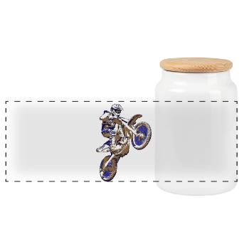 Saut Blue Motocross T-Shirt - Panoramic Cookie Jar with Wooden Lid - white - Front