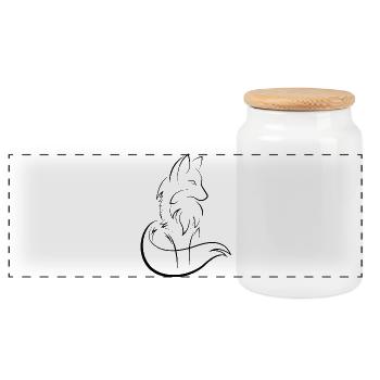 Renard dessin croquis Art Woodland animaux icône - Boîte à biscuits avec couvercle en bois - blanc - Devant