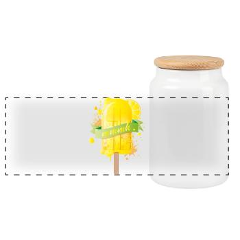 Lemon yellow delicious ice cream in graffiti style - Panoramic Cookie Jar with Wooden Lid - white - Front
