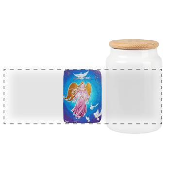 Ange de la paix - Sonja Ariel von Staden - Boîte à biscuits avec couvercle en bois - blanc - Devant