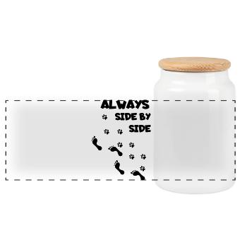Toujours côte à côte avec votre chien, amour du chien * - Boîte à biscuits avec couvercle en bois - blanc - Devant