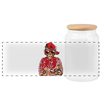 Tattoo Monkey Monkey Body Art Street Style Tattoo - Panoramic Cookie Jar with Wooden Lid - white - Front