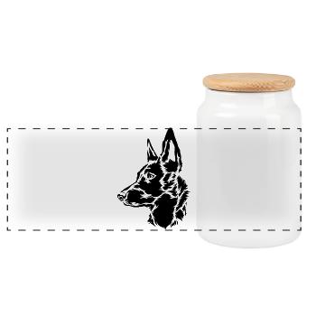 Berger Malinois Holland Herder - Boîte à biscuits avec couvercle en bois - blanc - Devant