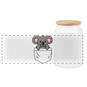 Koala Pocket - Panorama Keksdose mit Holzdeckel - Weiß - Vorne