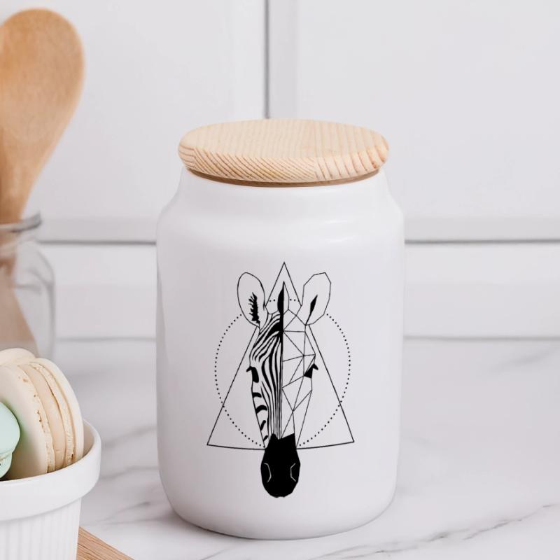 Zebra Biscottiera con coperchio in legno