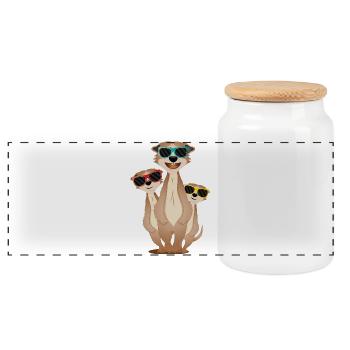 cool suricate groupe avec des lunettes de soleil - Boîte à biscuits avec couvercle en bois - blanc - Devant