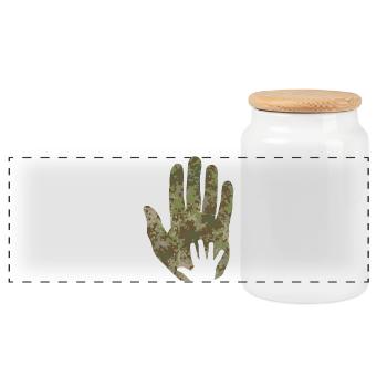 Multitarn Tarn Baby Hand in Hand - Panorama Keksdose mit Holzdeckel - Weiß - Vorne