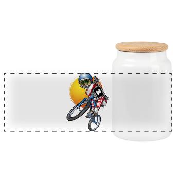 Cycliste de BMX - Boîte à biscuits avec couvercle en bois - blanc - Devant