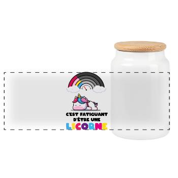 C'est fatiguant d'être une licorne Humour Fille - Boîte à biscuits avec couvercle en bois - blanc - Devant
