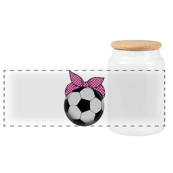 Football Bandana Women's Soccer Soccer Player Gift - Panoramic Cookie Jar with Wooden Lid - white - Front