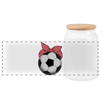 Football Bandana Women's Soccer Soccer Player Gift - Panoramic Cookie Jar with Wooden Lid - white - Front