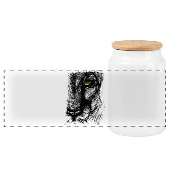 Lionne - Boîte à biscuits avec couvercle en bois - blanc - Devant