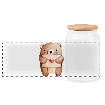 Bear in Love with Love Letter – Love Design - Boîte à biscuits avec couvercle en bois - blanc - Devant