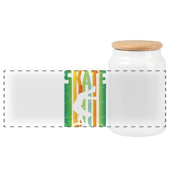 Skateboard Rider - Panoramic Cookie Jar with Wooden Lid - white - Front