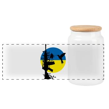 peace no war ukraine - Panoramic Cookie Jar with Wooden Lid - white - Front
