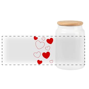Valentinstag Geschenk Valentinstag - Panorama Keksdose mit Holzdeckel - Weiß - Vorne