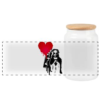 cooler Street Art Jesus - mit ganz viel Liebe - Panorama Keksdose mit Holzdeckel - Weiß - Vorne