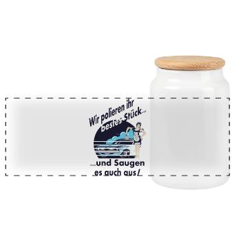 Blanchisserie de voiture - Boîte à biscuits avec couvercle en bois - blanc - Devant