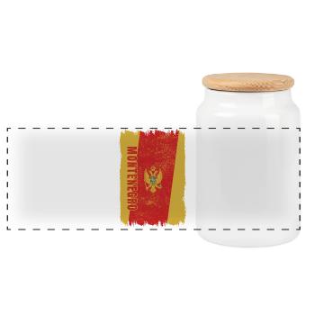 Montenegro Flagge - Panorama Keksdose mit Holzdeckel - Weiß - Vorne