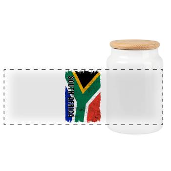 Südafrika Flagge - Panorama Keksdose mit Holzdeckel - Weiß - Vorne