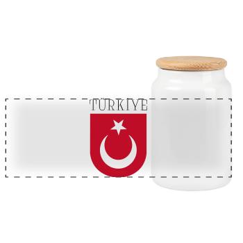 Turkey Türkiye - Panoramic Cookie Jar with Wooden Lid - white - Front