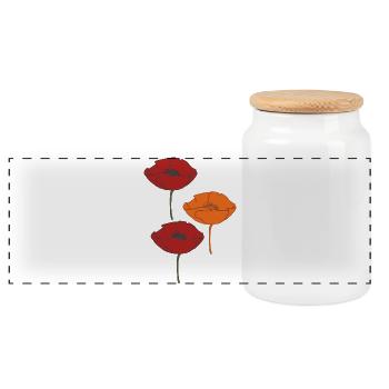 mohnblumen und orange - Panorama Keksdose mit Holzdeckel - Weiß - Vorne