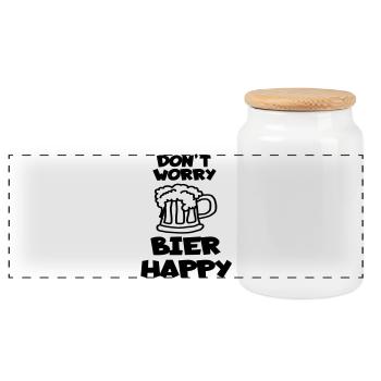 Ne vous inquiétez pas, bière heureuse pour les amateurs de bière # - Boîte à biscuits avec couvercle en bois - blanc - Devant