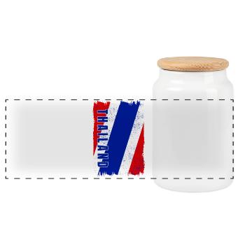 Thailand Flagge - Panorama Keksdose mit Holzdeckel - Weiß - Vorne