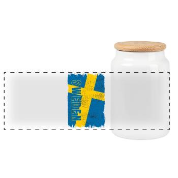 Schweden Flagge - Panorama Keksdose mit Holzdeckel - Weiß - Vorne