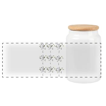 flower meadows pattern - Panoramic Cookie Jar with Wooden Lid - white - Front