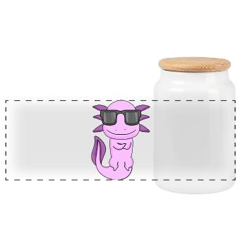Axolotl avec lunettes de soleil - Boîte à biscuits avec couvercle en bois - blanc - Devant