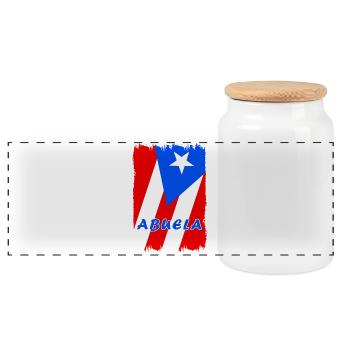 Puerto Rico Großmutter Flaggen Design - Panorama Keksdose mit Holzdeckel - Weiß - Vorne