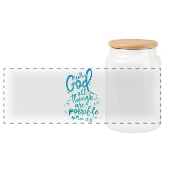 Avec Dieu, tout est possible - Boîte à biscuits avec couvercle en bois - blanc - Devant