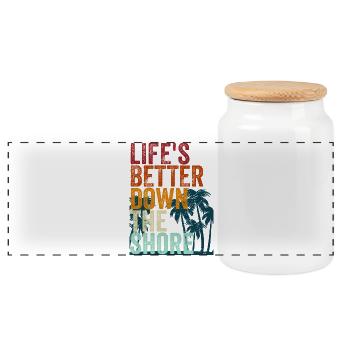 Life's better down the shore - Panorama Keksdose mit Holzdeckel - Weiß - Vorne