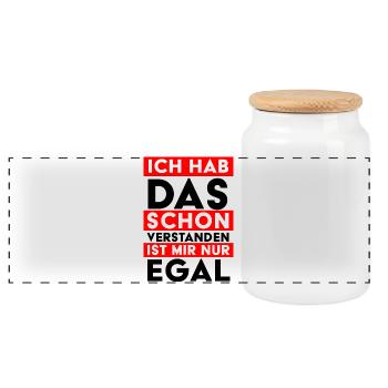 Ich hab das schon verstanden – ist mir nur egal - Panorama Keksdose mit Holzdeckel - Weiß - Vorne