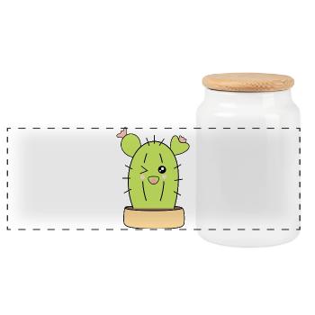 Cactus kawaii, cactus, plantes succulentes, plante mignonne - Boîte à biscuits avec couvercle en bois - blanc - Devant