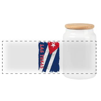 Las Tunas Cuba vintage flag - Panoramic Cookie Jar with Wooden Lid - white - Front