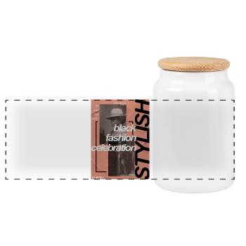Black Fashion Celebration - Panoramic Cookie Jar with Wooden Lid - white - Front