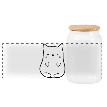 Chat noir - Boîte à biscuits avec couvercle en bois - blanc - Devant