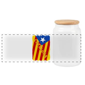 Catalonia flag design - Panoramic Cookie Jar with Wooden Lid - white - Front