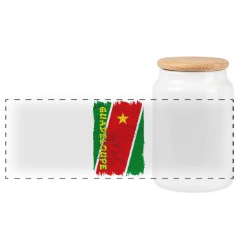 Guadeloupe vintage flag - Panoramic Cookie Jar with Wooden Lid - white - Front