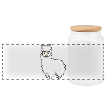 Alpaca Symbol Animal Sheep Illustration icon Graphic - Panoramic Cookie Jar with Wooden Lid - white - Front